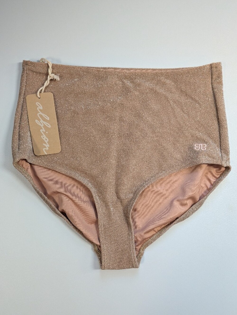 NWT Albion Fit Champagne Sparkle High-Waisted Bottoms size Small